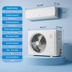Système de climatisation mini-split 9000 BTU 19 SEER2, pompe à chaleur sans conduit murale 3-en-1, refroidissement, chauffage, déshumidificateur, onduleur 115V pour pièces jusqu'à 42 m²