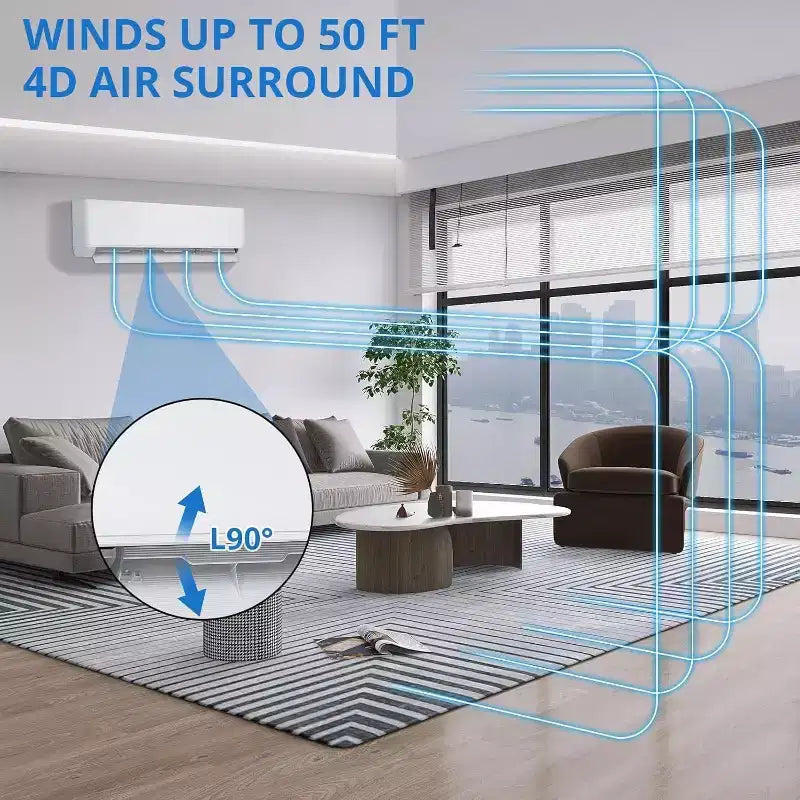 18,000 BTU 23 SEER2 Mini Split AC/Heat Pump - WiFi/Alexa, Ultra-Quiet, 208-230V, White, Cools/Heats 1,250 Sq.Ft, Complete Installation Kit