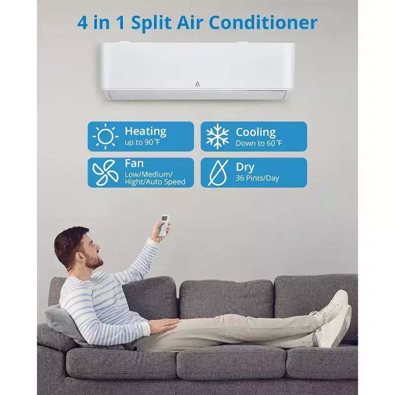 24,000 BTU 23 SEER2 Mini Split AC/Heat Pump - WiFi Smart, Wall Mounted, White, Cools/Heats 1500 Sq.Ft, Includes 16ft Copper Line Kit