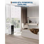 Climatiseur portable 3-en-1 de 14 000 BTU - Blanc/Noir, refroidit 70 m², ultra silencieux, télécommande incluse pour chambre/salon/bureau
