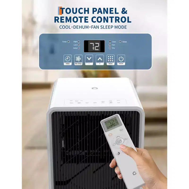 Climatiseur portable 3-en-1 de 14 000 BTU - Blanc/Noir, refroidit 70 m², ultra silencieux, télécommande incluse pour chambre/salon/bureau