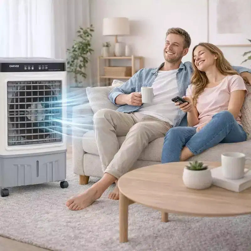Portable Air Conditioner Fan - 3-Speed White+Grey Evaporative Cooler (1 Pack) | 31L Capacity with Remote for Bedroom/Dorm/Office
