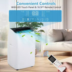 Climatiseur portable 14 000 BTU - Unité au sol blanche 4 en 1 (1 pack) pour grandes pièces jusqu'à 70 m² | Chauffage et déshumidificateur inclus