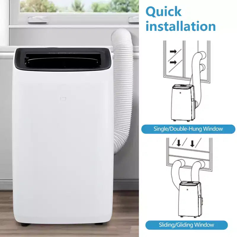 Climatiseur portable 14 000 BTU - Unité au sol blanche 4 en 1 (1 pack) pour grandes pièces jusqu'à 70 m² | Chauffage et déshumidificateur inclus