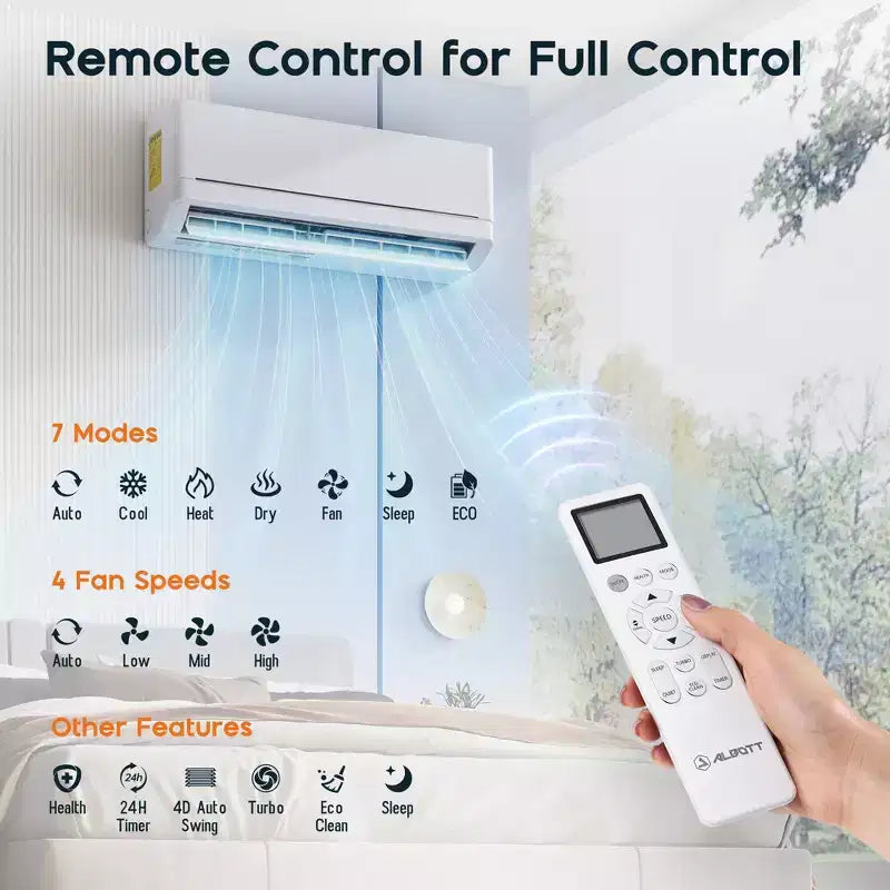 AMERLIFE 12,000 BTU Mini Split Air Conditioner with Heat Pump, 220V Inverter, WiFi Control, 750 Sq Ft Coverage