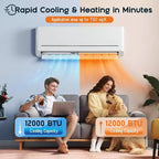 AMERLIFE 12,000 BTU Mini Split Air Conditioner with Heat Pump, 220V Inverter, WiFi Control, 750 Sq Ft Coverage