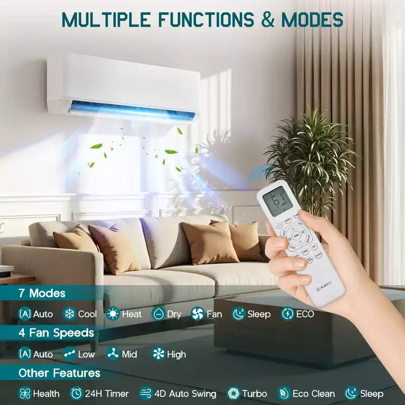 AMERLIFE 3 Zone Mini Split AC System 28K BTU ( 12K+12K+12K ) WiFi Control, 22 SEER2, White