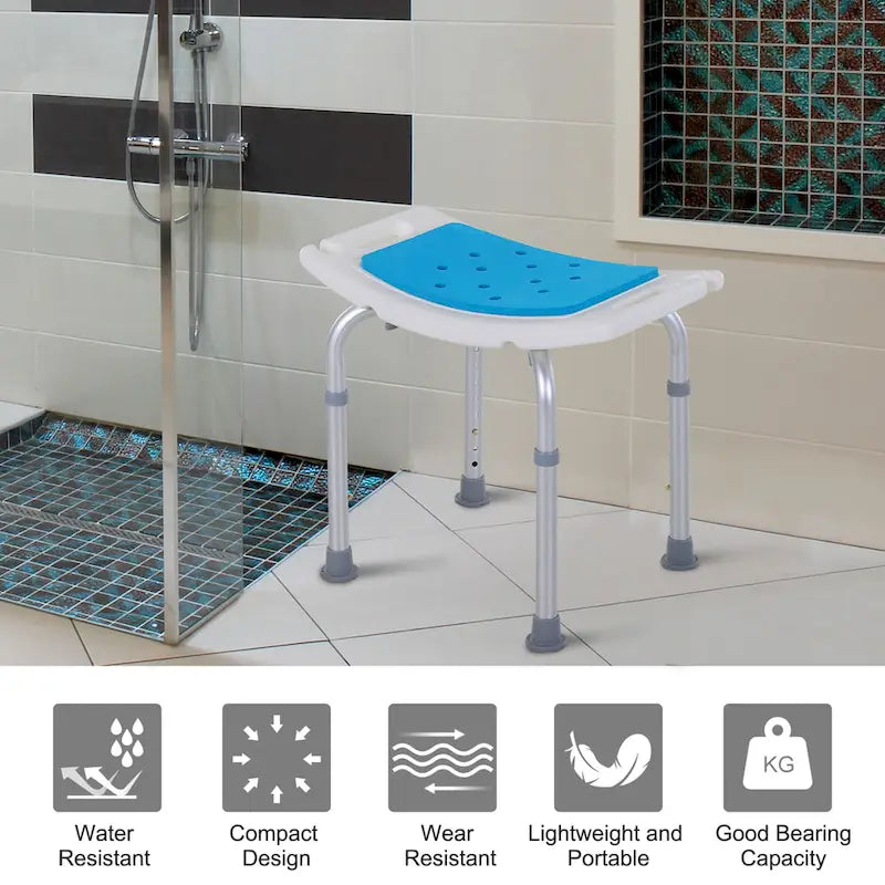 Silla de baño/ducha ajustable con patas antideslizantes