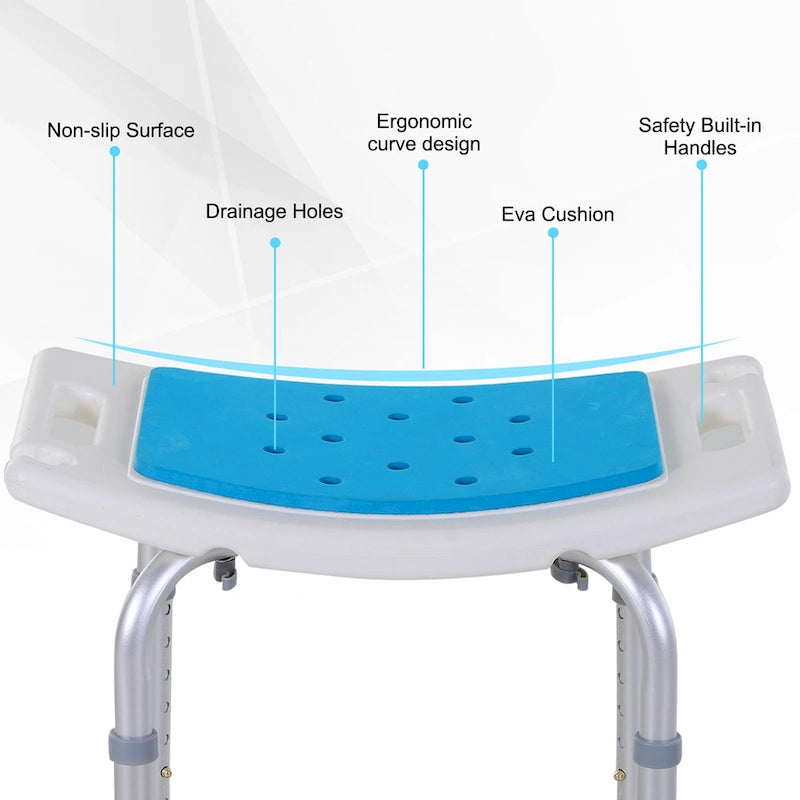 Silla de baño/ducha ajustable con patas antideslizantes