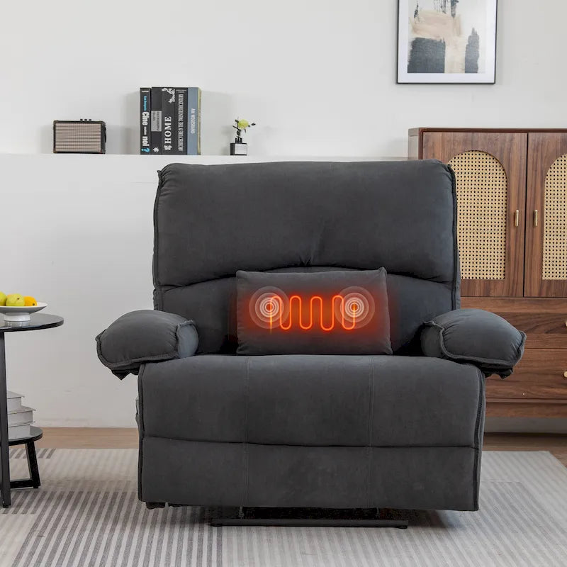 Sillón reclinable grande con función de empuje, almohada de masaje y calefacción