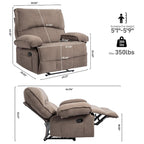 Sillón reclinable grande con función de empuje, almohada de masaje y calefacción
