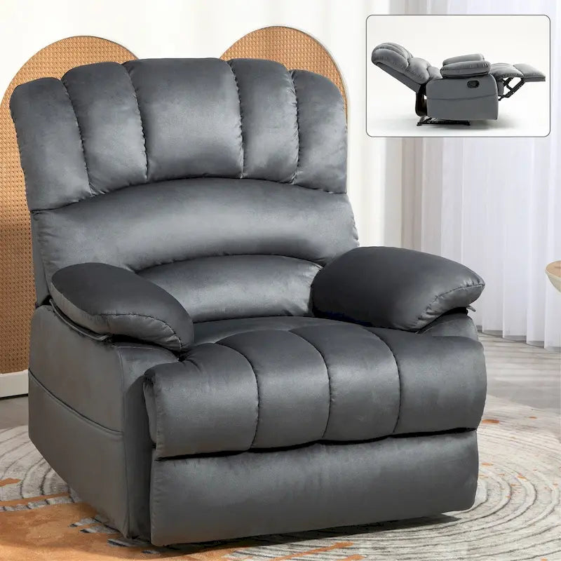 Sillón reclinable manual extra grande tapizado en tela
