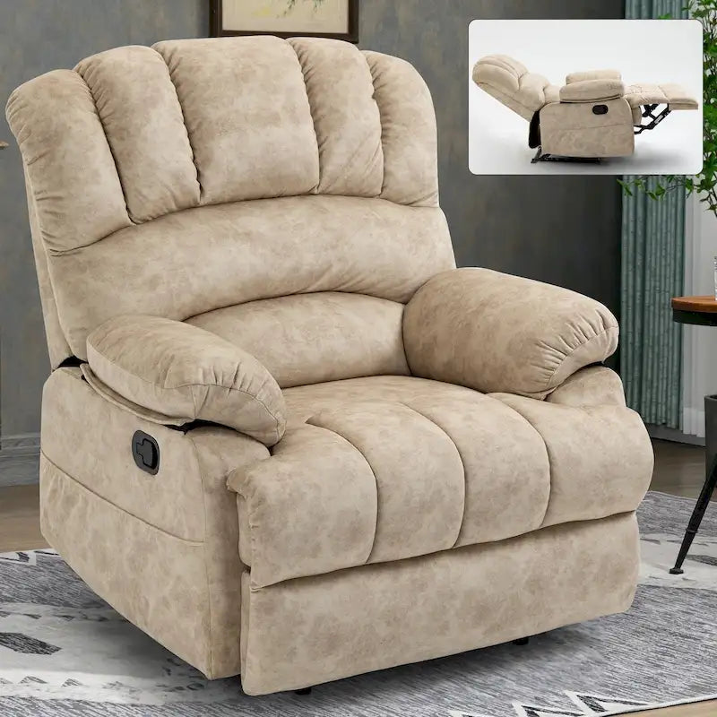 Sillón reclinable manual extra grande tapizado en tela