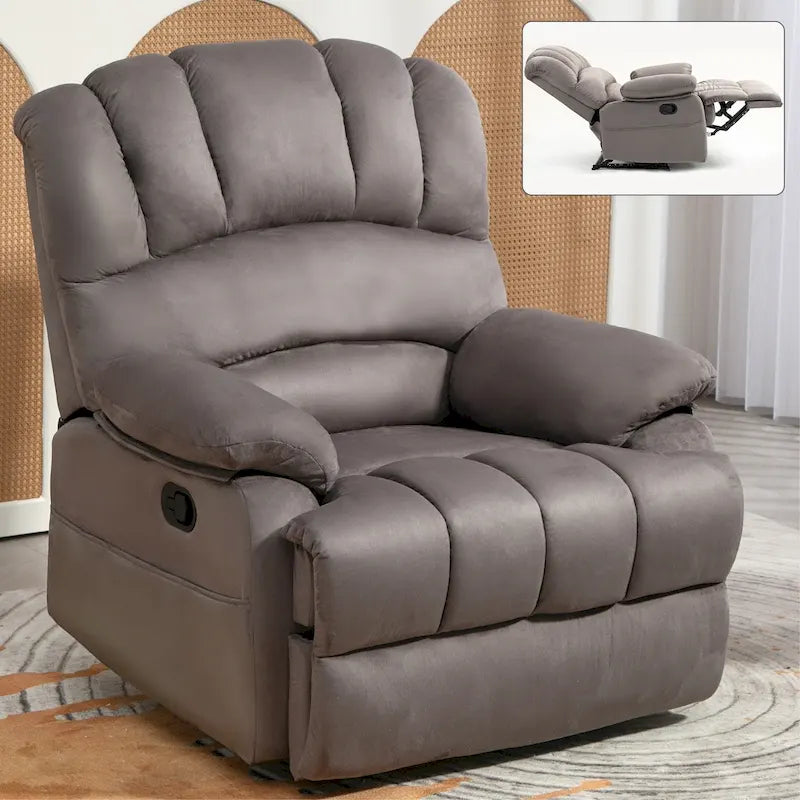 Sillón reclinable manual extra grande tapizado en tela