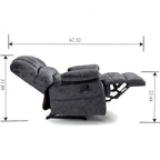Sillón reclinable manual extra grande tapizado en tela