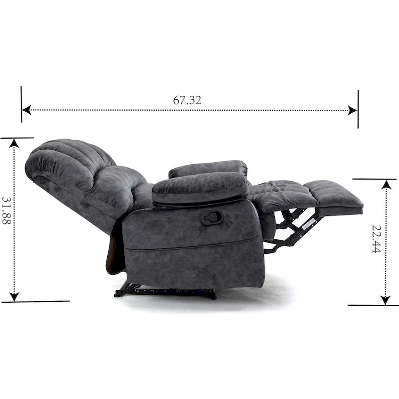 Sillón reclinable manual extra grande tapizado en tela