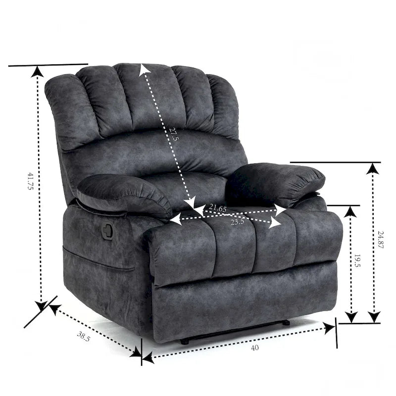 Sillón reclinable manual extra grande tapizado en tela