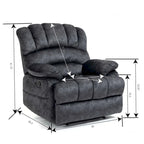 Sillón reclinable manual extra grande tapizado en tela