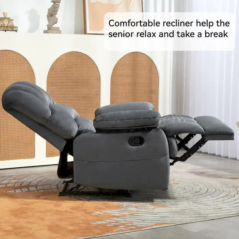 Sillón reclinable manual extra grande tapizado en tela
