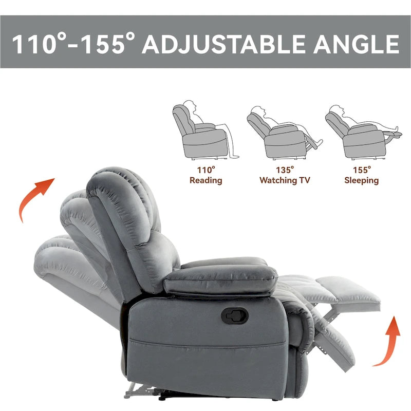 Sillón reclinable manual extra grande tapizado en tela