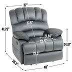Sillón reclinable manual extra grande tapizado en tela