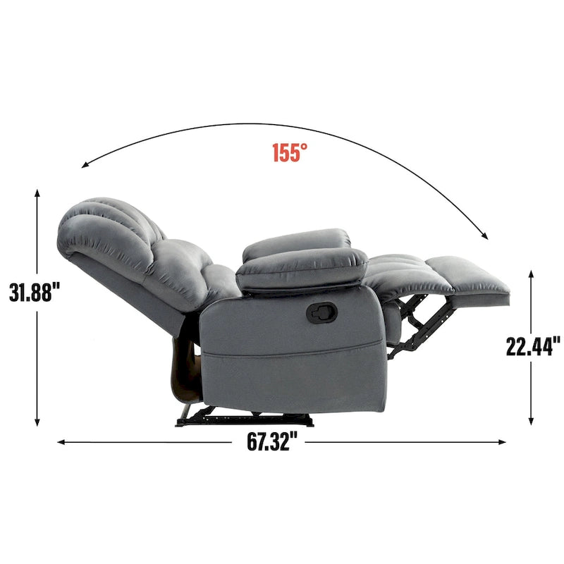 Sillón reclinable manual extra grande tapizado en tela