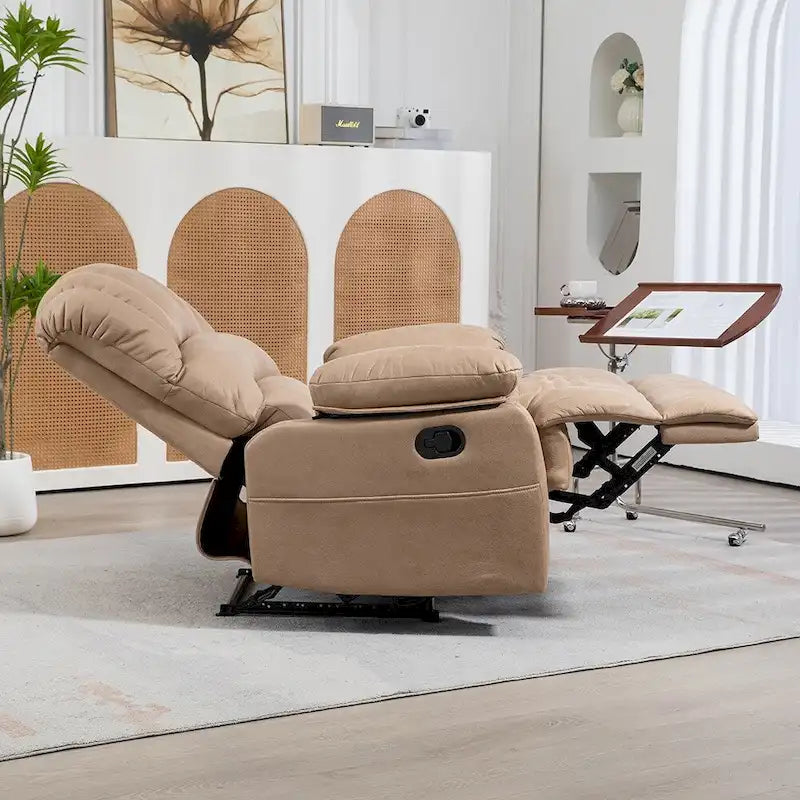 Sillón reclinable manual extra grande tapizado en tela