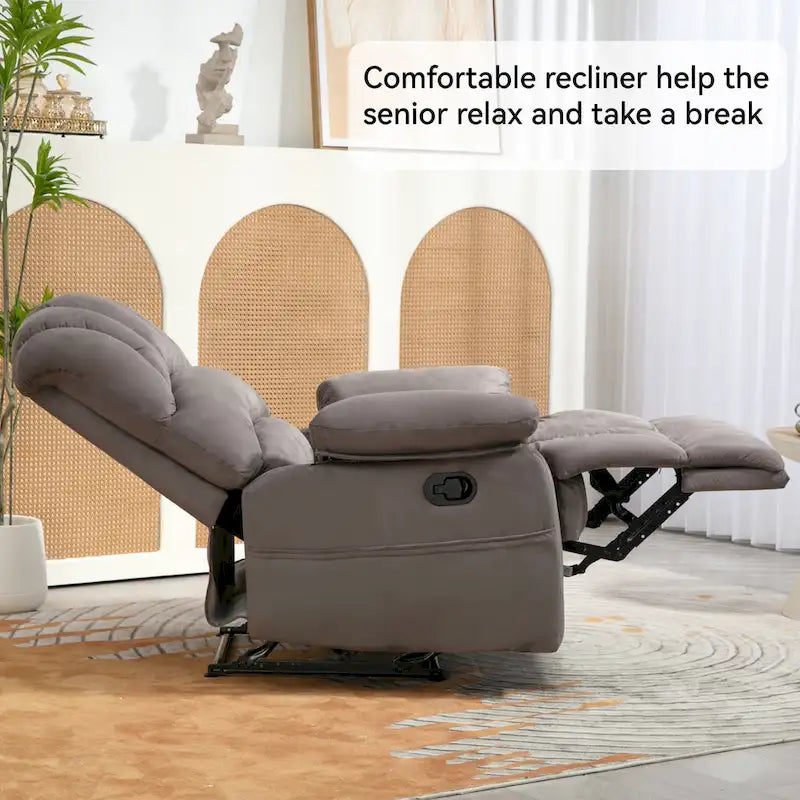 Sillón reclinable manual extra grande tapizado en tela