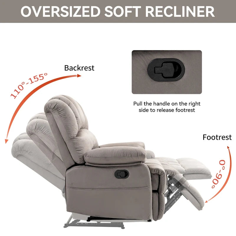 Sillón reclinable manual extra grande tapizado en tela
