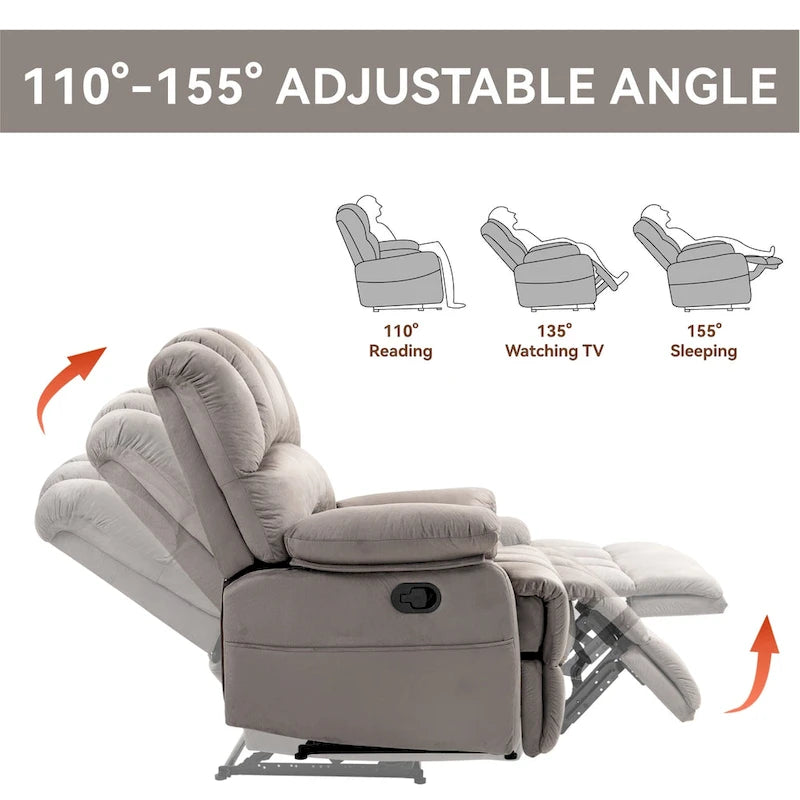 Sillón reclinable manual extra grande tapizado en tela