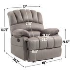 Sillón reclinable manual extra grande tapizado en tela