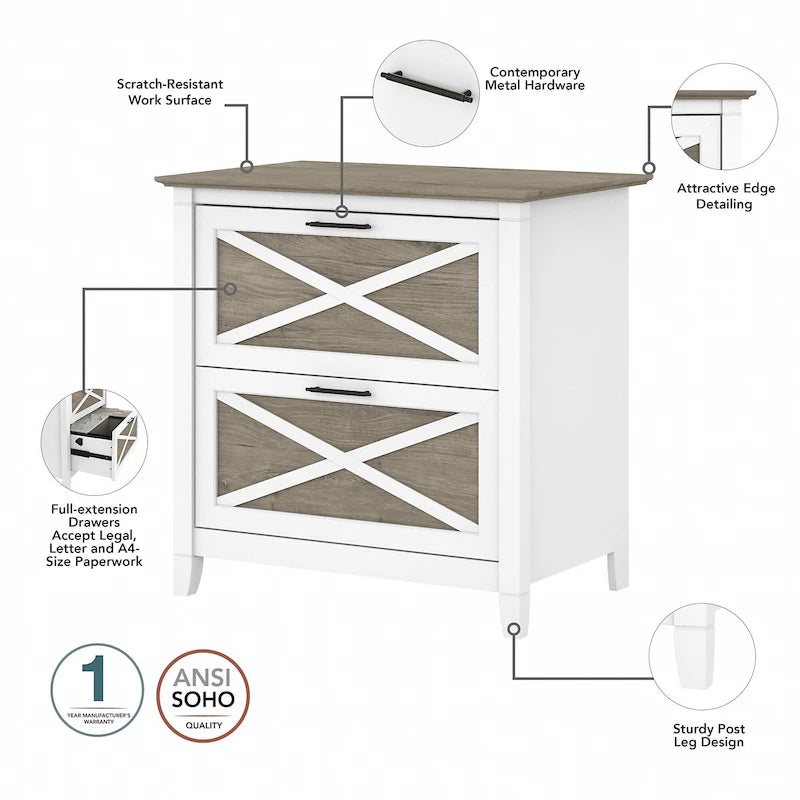 Key West 54W Computer Desk with Cabinet and Bookcase by Bush Furniture