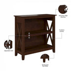 Key West Small 2 Shelf Bookcase by Bush Furniture