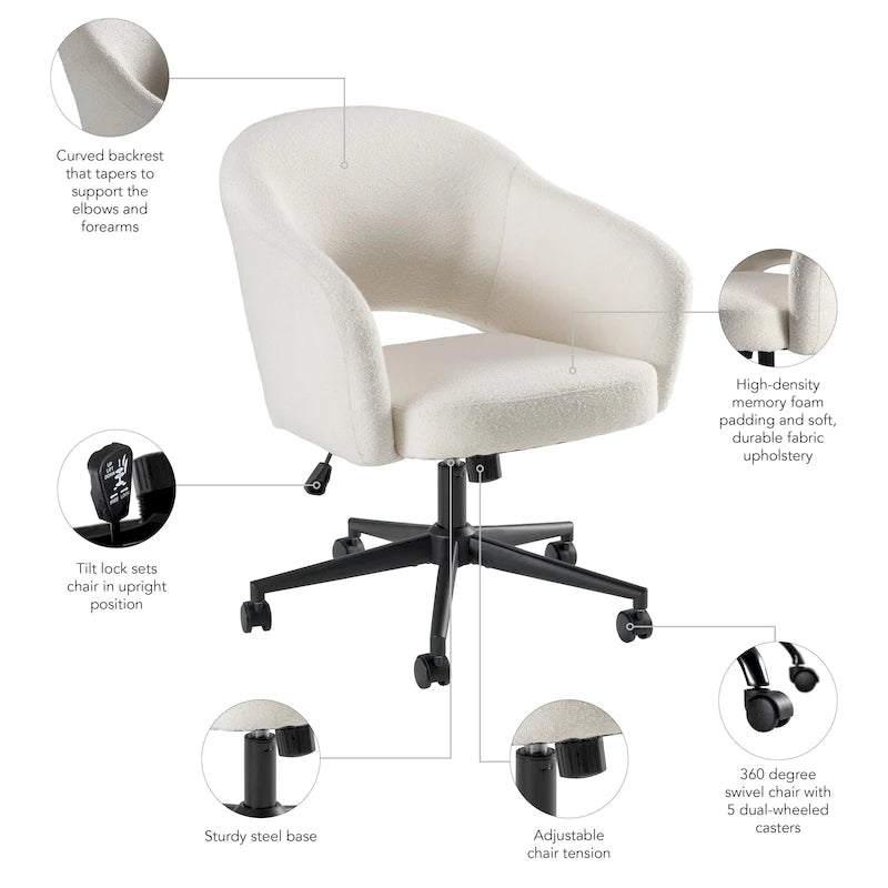 Bush Furniture Fairfax Mid Century Modern Desk Chair for Home Office