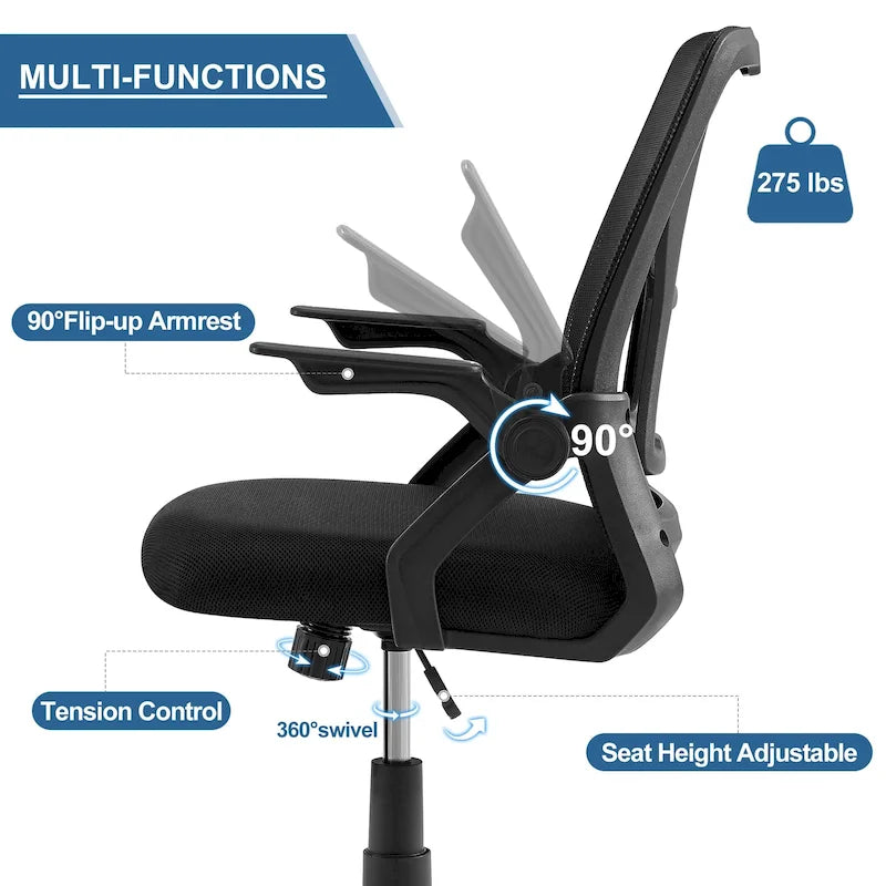 Javlergo Office Chair Mid Back Swivel Lumbar Support Desk Chair, Computer Ergonomic Mesh Chair with Armrest