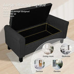 Velvet Ottoman Bench with Storage and Arms