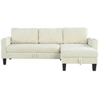 Christopher Knight Home - Reversible Fabric Sleeper L-Shaped Sectional Sofa with Storage Chaise, USB Ports & Cup Holders