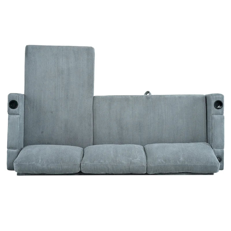 Christopher Knight Home - Reversible Fabric Sleeper L-Shaped Sectional Sofa with Storage Chaise, USB Ports & Cup Holders