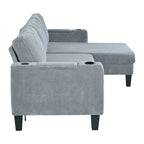 Christopher Knight Home - Reversible Fabric Sleeper L-Shaped Sectional Sofa with Storage Chaise, USB Ports & Cup Holders