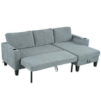 Christopher Knight Home - Reversible Fabric Sleeper L-Shaped Sectional Sofa with Storage Chaise, USB Ports & Cup Holders