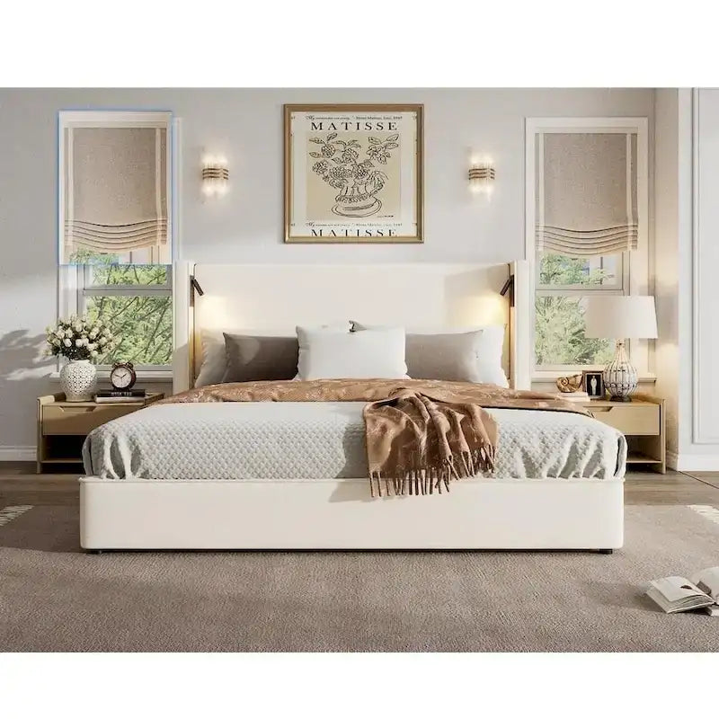 Cadre de lit rembourré Christopher Knight Home Cassie avec liseuse et port USB
