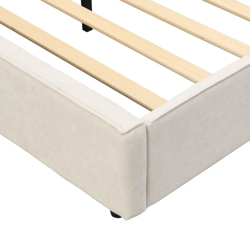 Christopher Knight Home- Cassie Upholstered Bed Frame with Reading Lamp & USB Port
