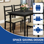 Moasis Farmhouse Dining Table Set with 4 Chairs Rectangular Dining Set Roman Column Style Kitchen