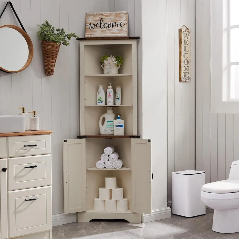 Farmhouse Corner Cabinet, 68 Tall Corner Cabinet, Corner Cabinet