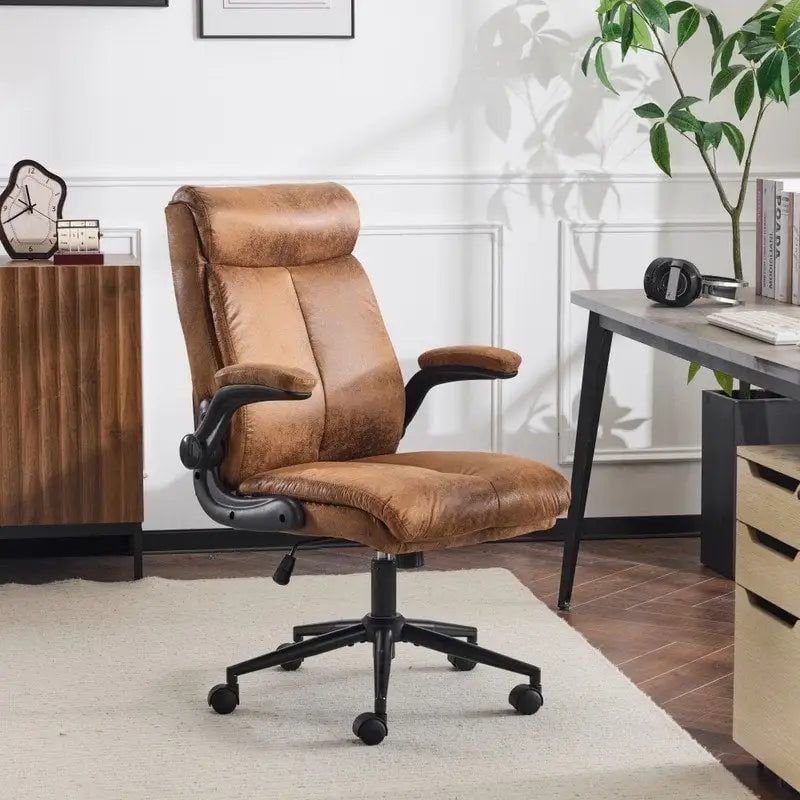 28W Mid-Back Swivel Office Chair Task Chair With Adjustable Arms - N/A