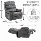 Fauteuil inclinable électrique double moteur version de luxe, position couchée 190 cm, 100 % polyester, message/chauffage, montage facile