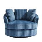 Oversized 43 W Plush Corduroy Recessed Arm Swivel Barrel Chair