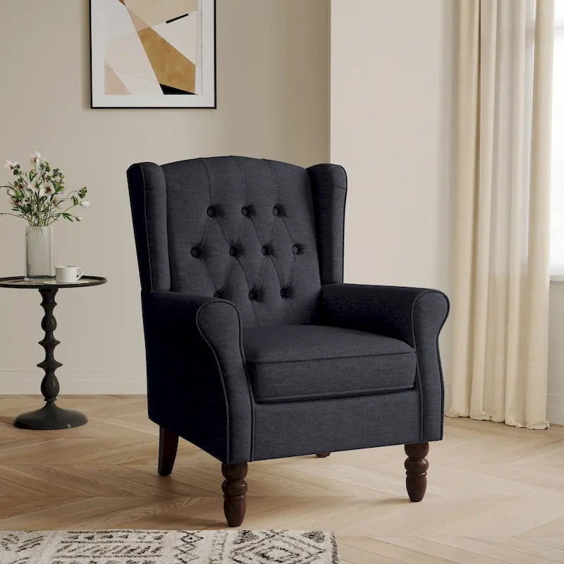 Button-Tufted Accent Chair Wingback Armchair - 38H