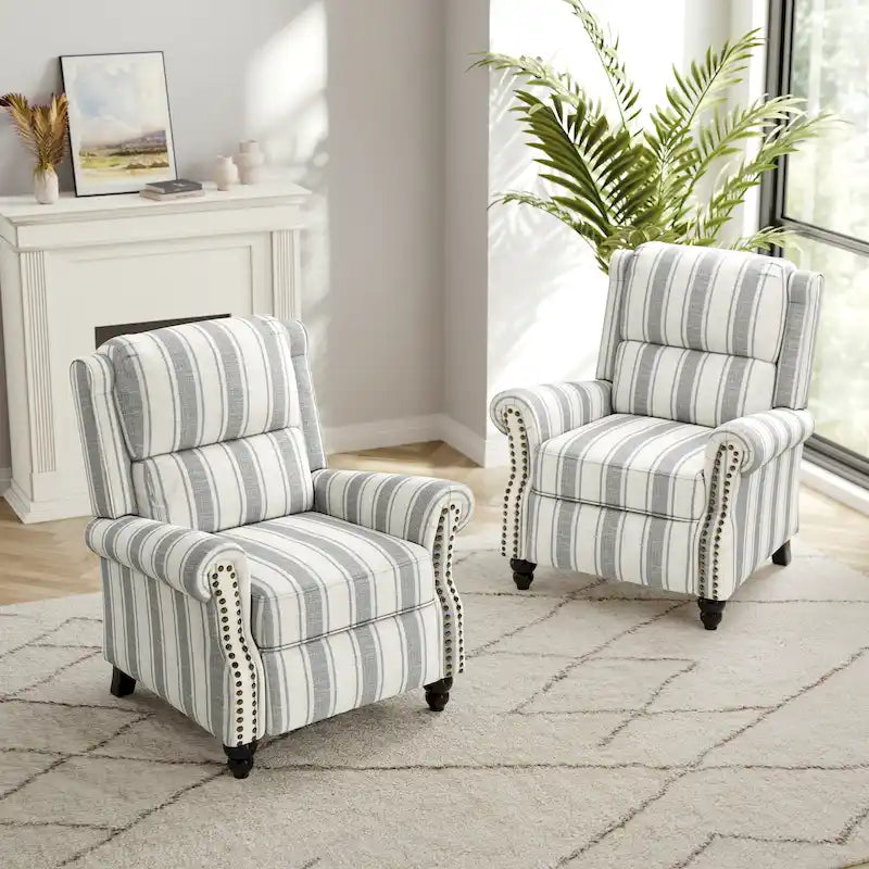 Fauteuil inclinable à dossier rembourré avec clous décoratifs (lot de 2)