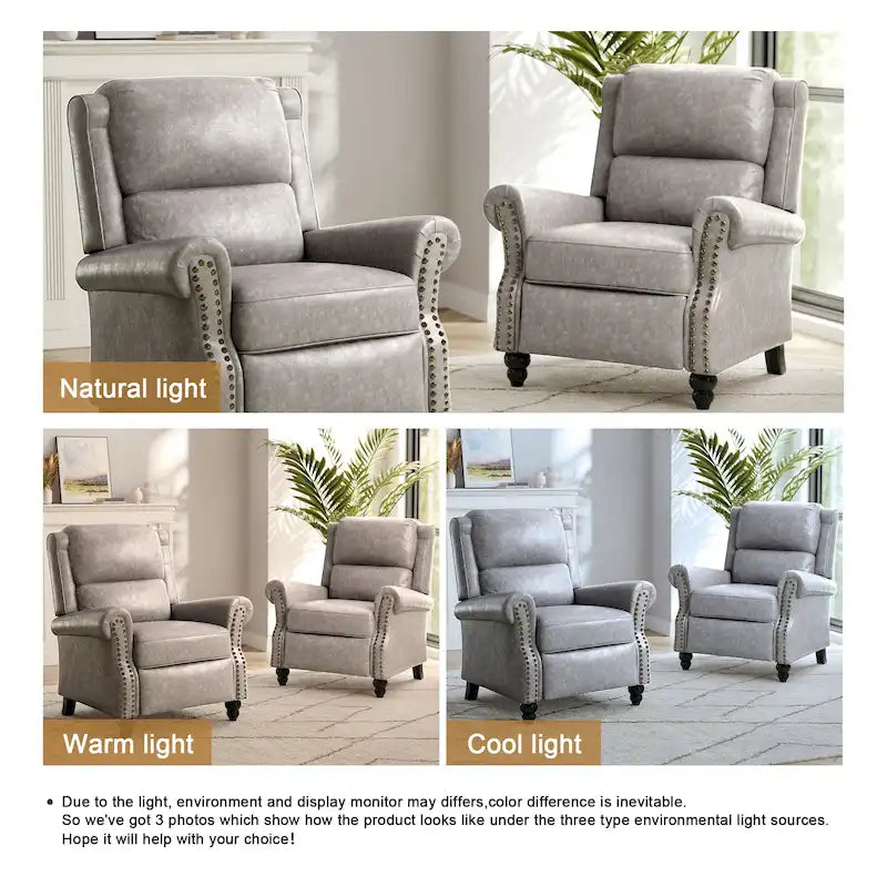 Fauteuil inclinable à dossier rembourré avec clous décoratifs (lot de 2)